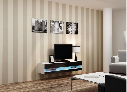 Тумба ТВ 140 VIGO NEW Cama белый / черный глянец